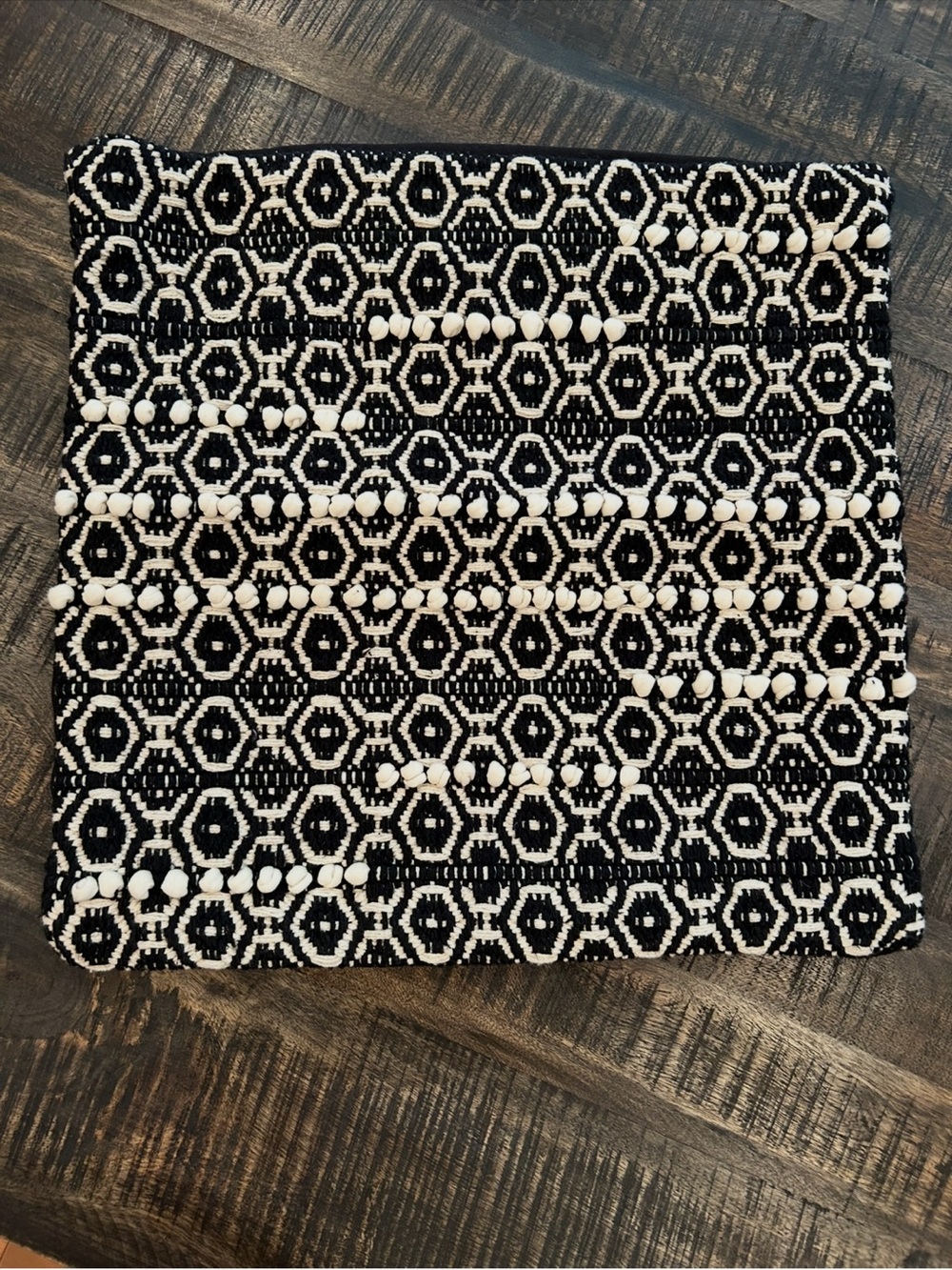 Moroccan Design Throw Pillow Cover Black White Textured